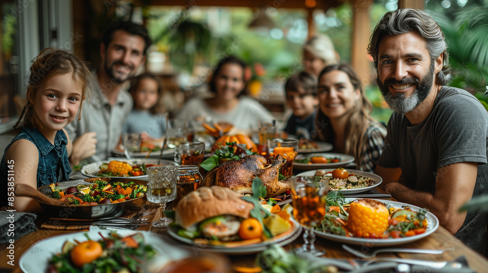 Home-cooked dinner with family at the table. Home-cooked dinner with family at the table.
