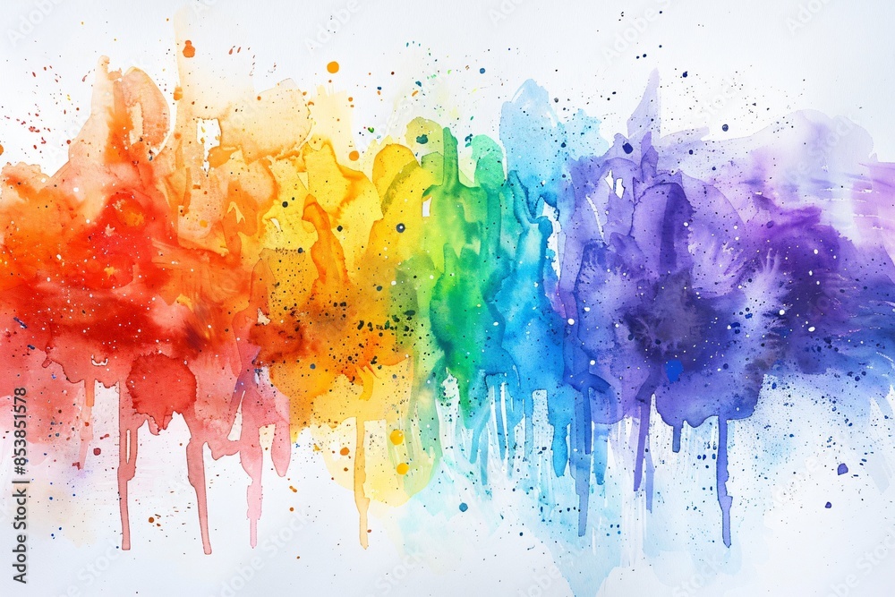 Fototapeta premium Rainbow paint on white paper