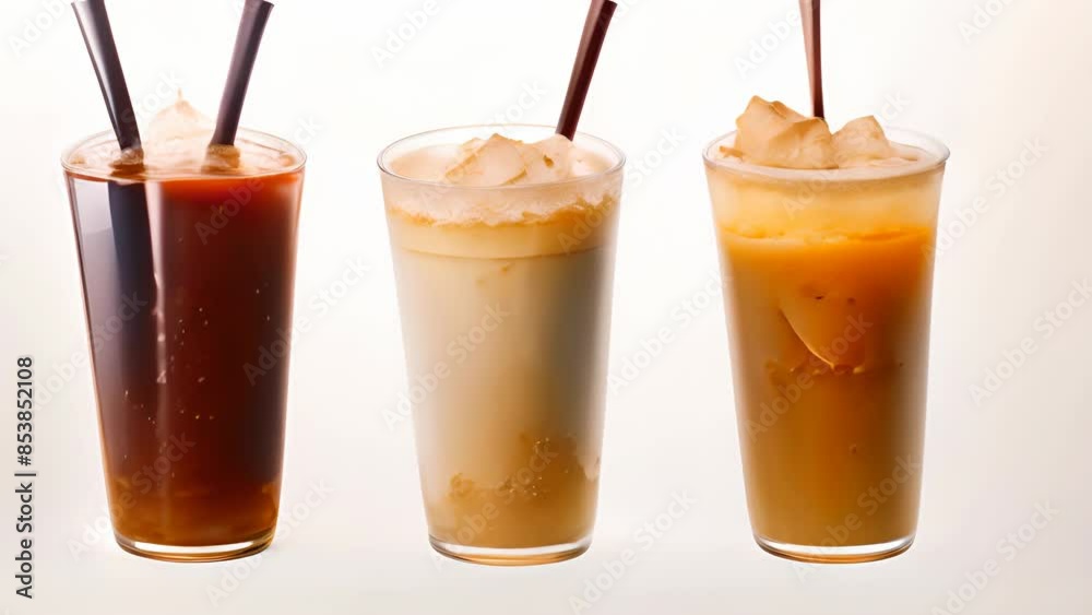 Cold Brew Bliss: Top-Down View of Iced Coffee Glasses Cold Brew Bliss: Top-Down View of Iced Coffee Glasses