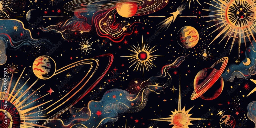 Modern Abstract Space Scene with Vibrant Colors Modern Abstract Space Scene with Vibrant Colors