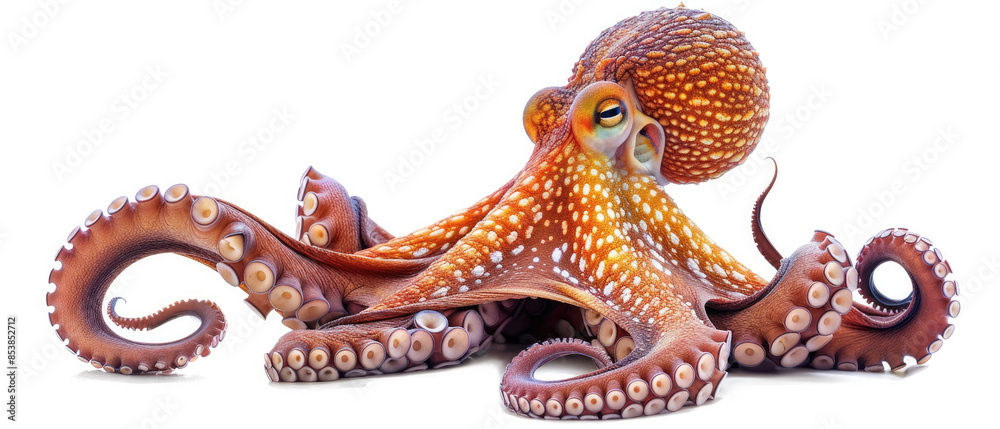 Fototapeta premium close-up sea octopus animal whole body isolated on white background