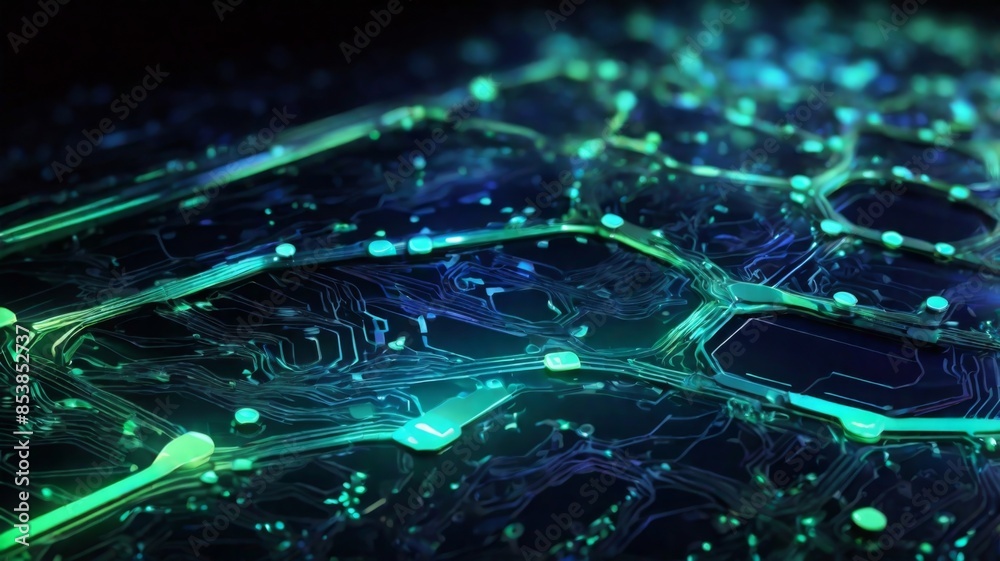 Fototapeta premium abstract background featuring a detailed circuit board design with glowing pathways and nodes