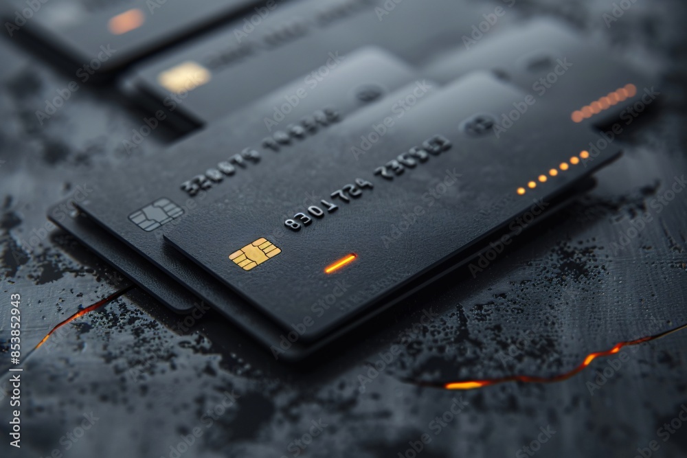 Close-up black credit card on table
