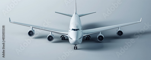 Refrigerated cargo airplane on runway, isolated on a gradient background  photo