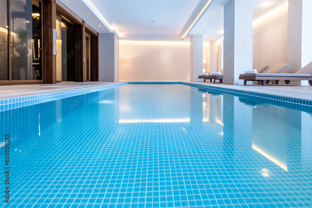 Obraz premium Vibrant mosaic tiles enhancing beauty of a modern pool interior 