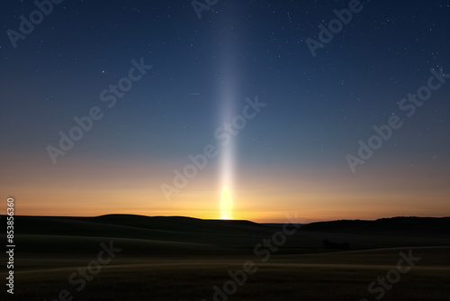 Zodiacal light glowing softly in a dark sky reserve, background with empty space for text 