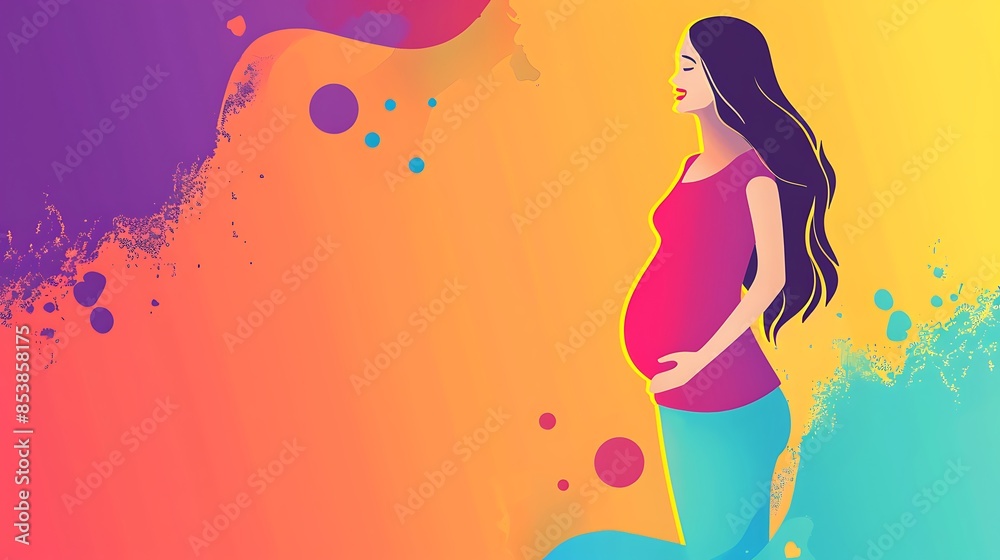 Pregnant Woman Silhouette with Vibrant Background Pregnant Woman Silhouette with Vibrant Background