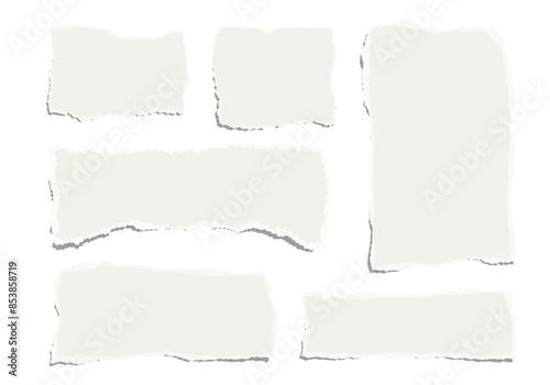 Set of torn pieces of paper isolated on a white background. Paper collage. Vector illustration.