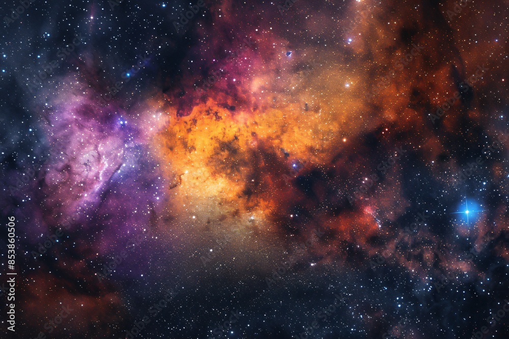 Fototapeta premium Vibrant galaxy stars blue purple nebula view