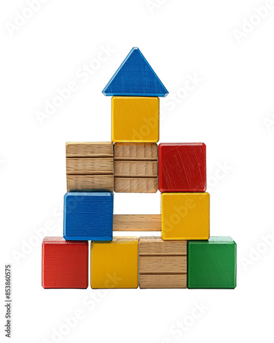 Building blocks, eye level, front view, clipart, isolated on white background photo