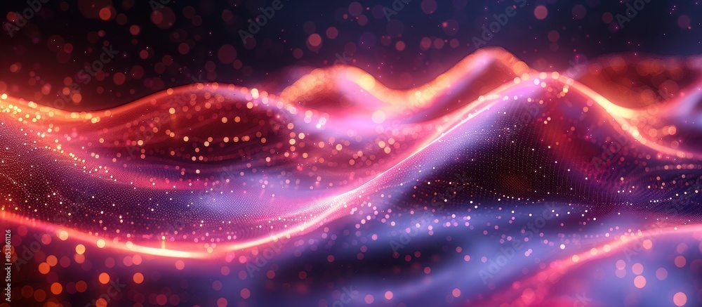 Obraz premium Network connection structure, wave weaving lines on abstract background.