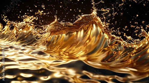 Close-up of splashing water on golden wave