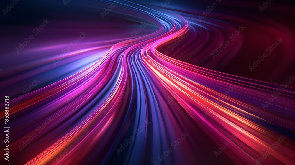 High-Speed Multicolored Light Trails Depicting Fast-Paced Digital Technology and Energy