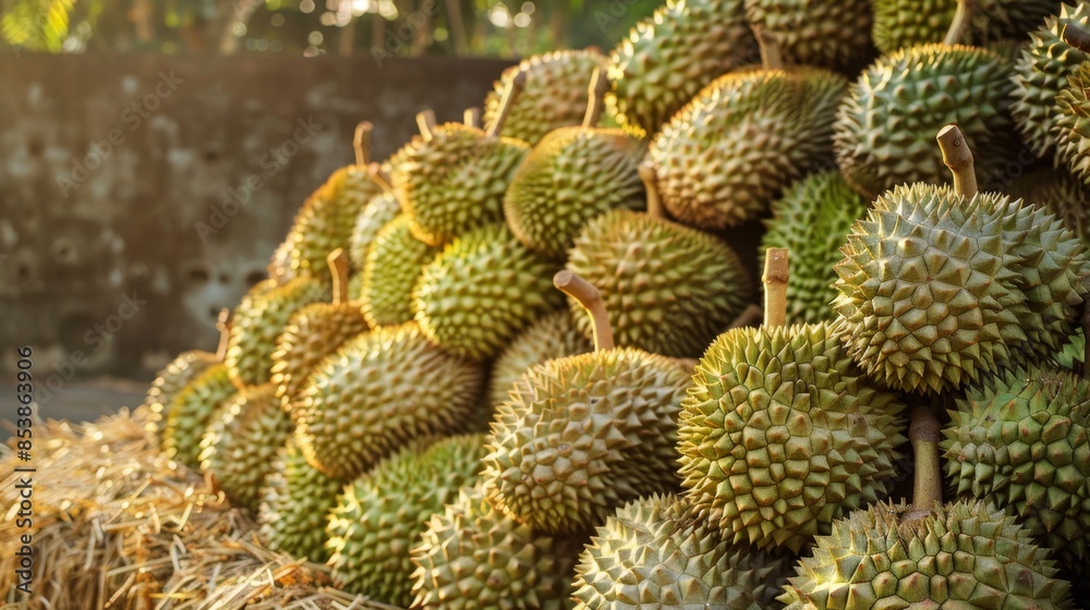 Fresh Durian Fruits in a Market Generative AI Fresh Durian Fruits in a Market Generative AI