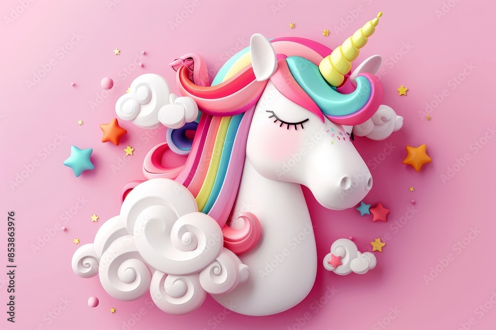 The dreamy rainbow unicorn effect is an editable modern text effect in 3D The dreamy rainbow unicorn effect is an editable modern text effect in 3D