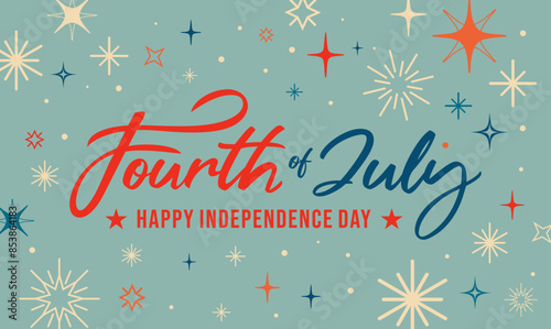 4th of July vintage, celebration banner background, 
fireworks, clipart, calligraphy, vector for sale banner, 
social media post, creative ads, sale, poster, flyer, sign, 
printable, Independence day