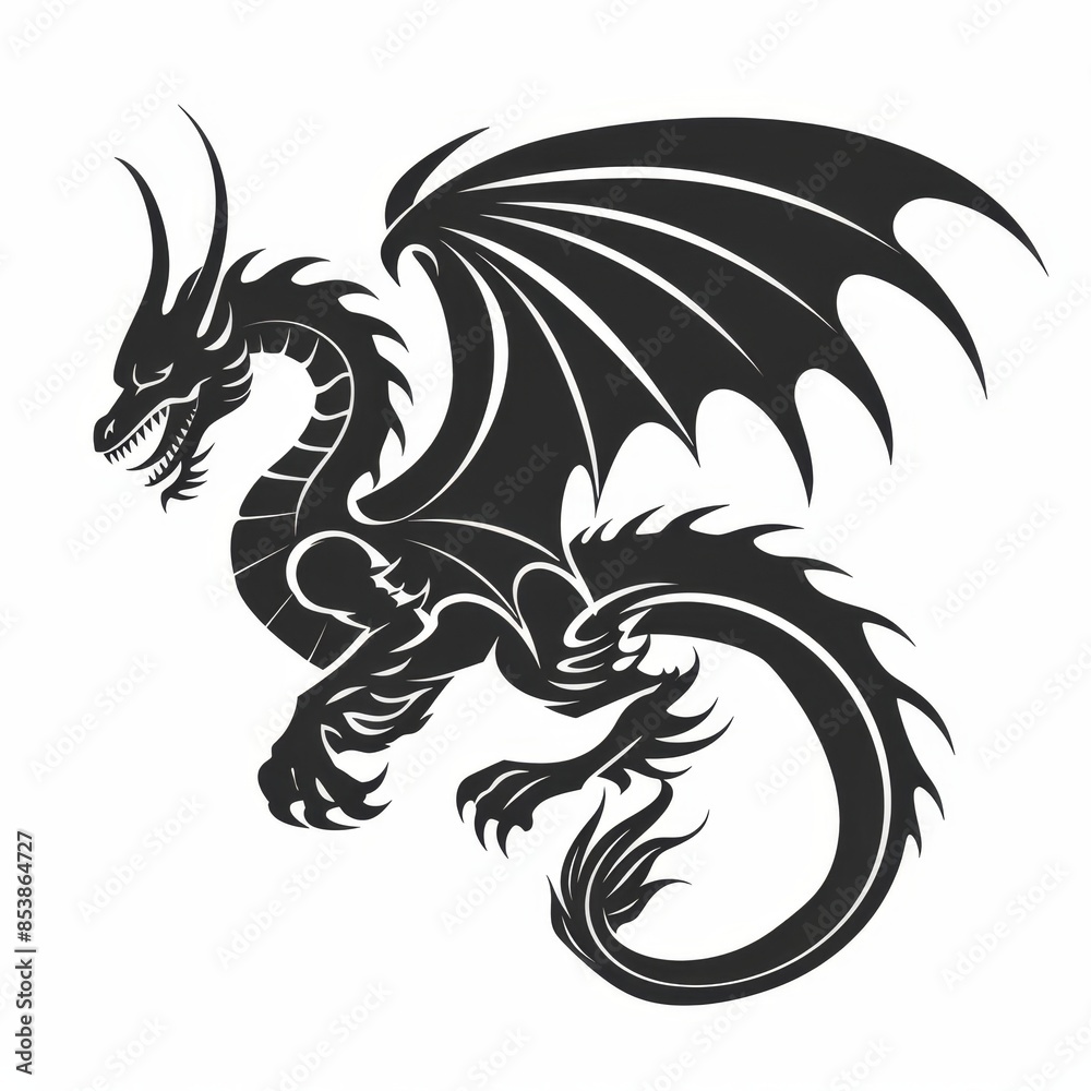 Flying Dragon Silhouette, creating art in the night sky. Flying Dragon Silhouette, creating art in the night sky.