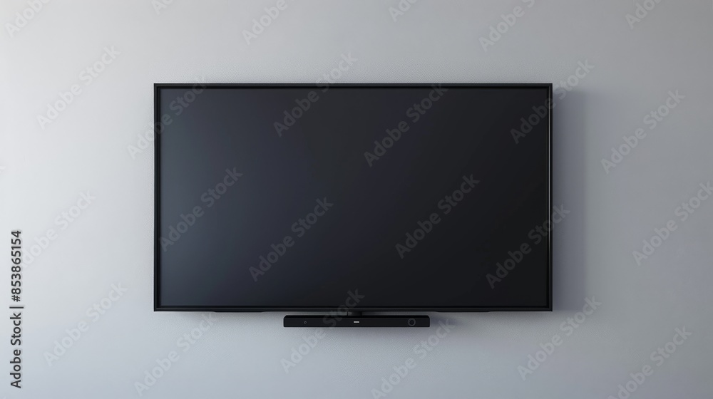 A black flat screen television is mounted on a wall A black flat screen television is mounted on a wall