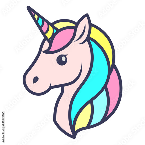 A unicorn with a rainbow mane and tail.