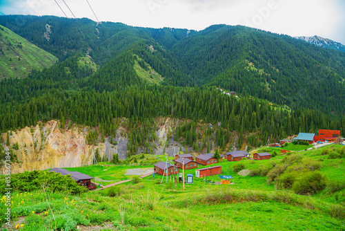 Village in the mountains of the Trans-Ili Alatau range. photo