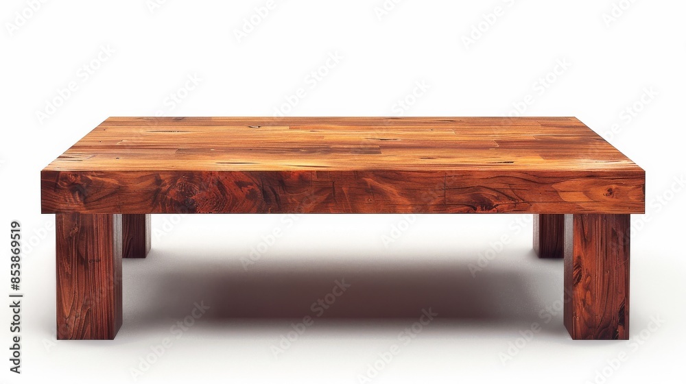A wooden coffee table with a white background A wooden coffee table with a white background