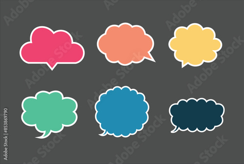 Set of empty comic speech bubbles different colourful shapes. Sound effects in pop art style. Vector illustration