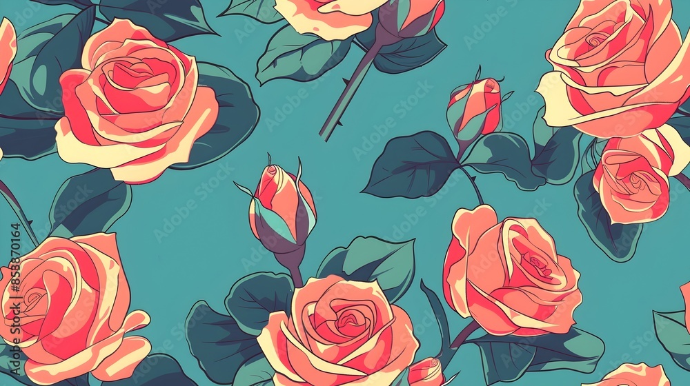 Beautiful Bouquet of Vibrant Red and Pink Roses on Turquoise Background Beautiful Bouquet of Vibrant Red and Pink Roses on Turquoise Background
