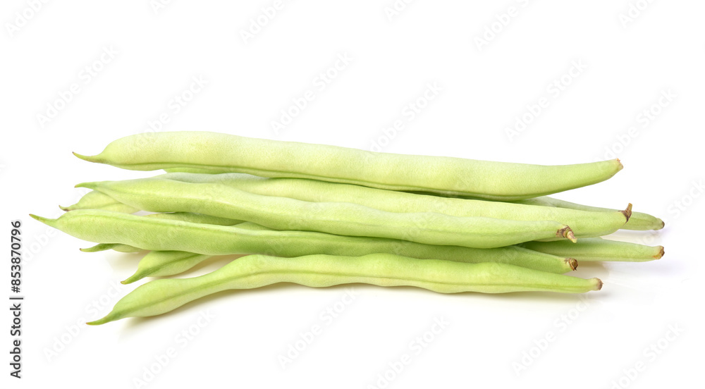 bush beans, green beans on white background. bush beans, green beans on white background.