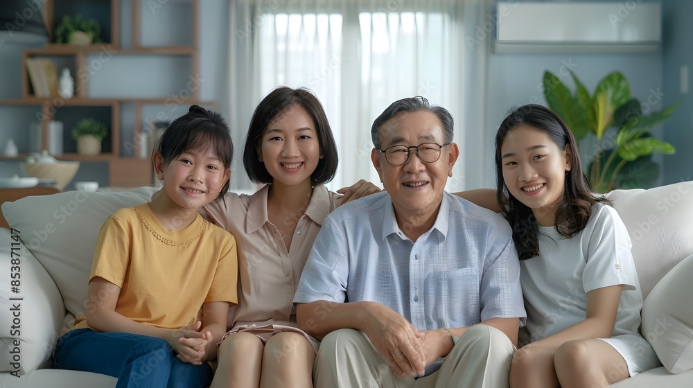 Happy Asian Family Enjoying Time Together at Home Happy Asian Family Enjoying Time Together at Home