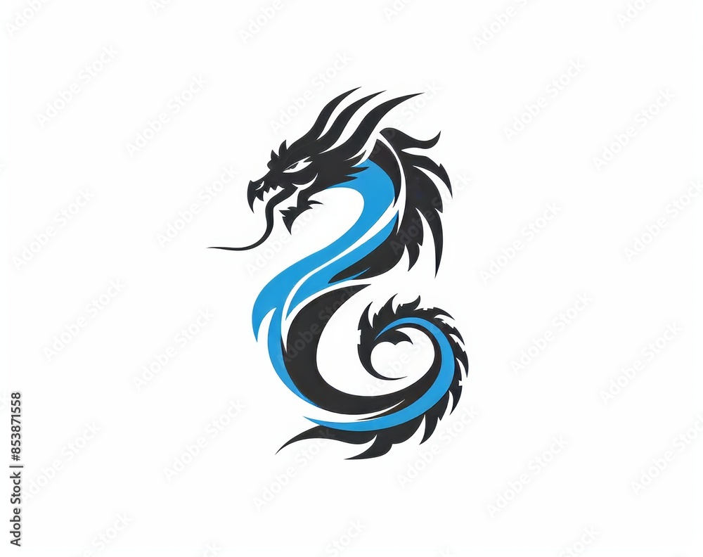 An old-school mystical dragon presented as a minimal modern art piece An old-school mystical dragon presented as a minimal modern art piece