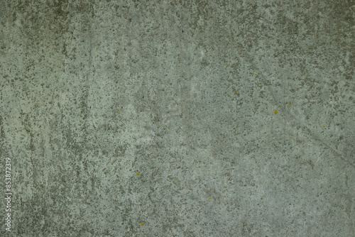Texture of a gray concrete wall with adhered dirt and moss