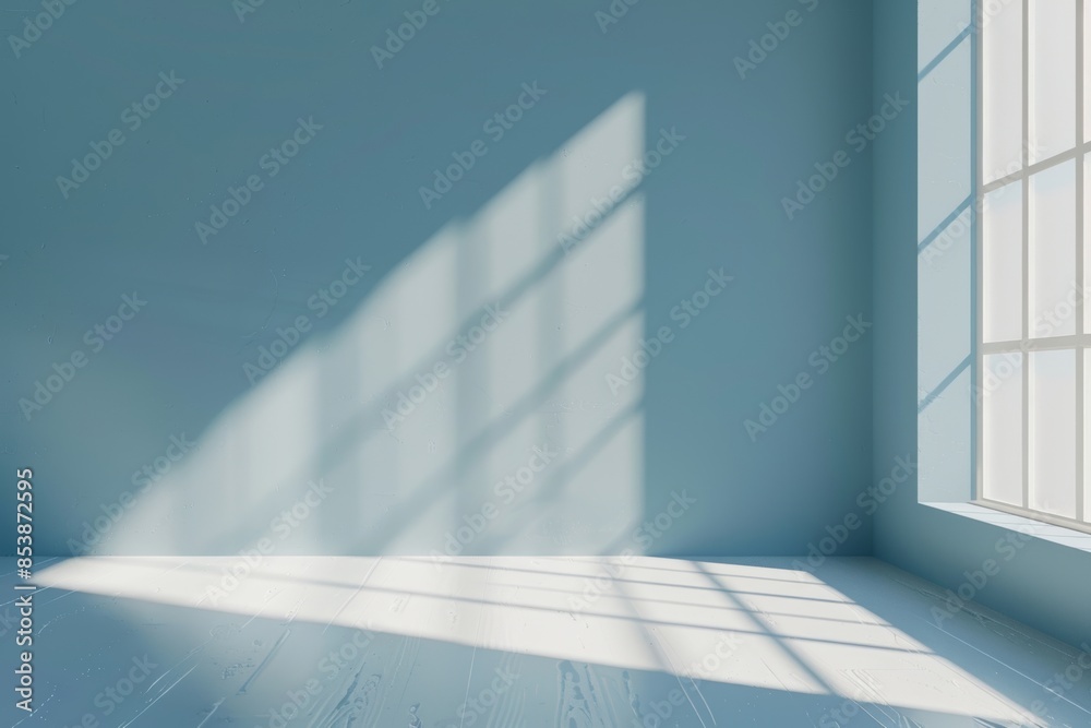 The backdrop for the presentation is a light blue wall with a smooth floor, with interesting light glares. The backdrop for the presentation is a light blue wall with a smooth floor, with interesting light glares.