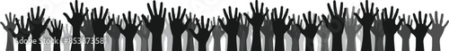Raised Hands Silhouette. Flat Vector Illustration Design.