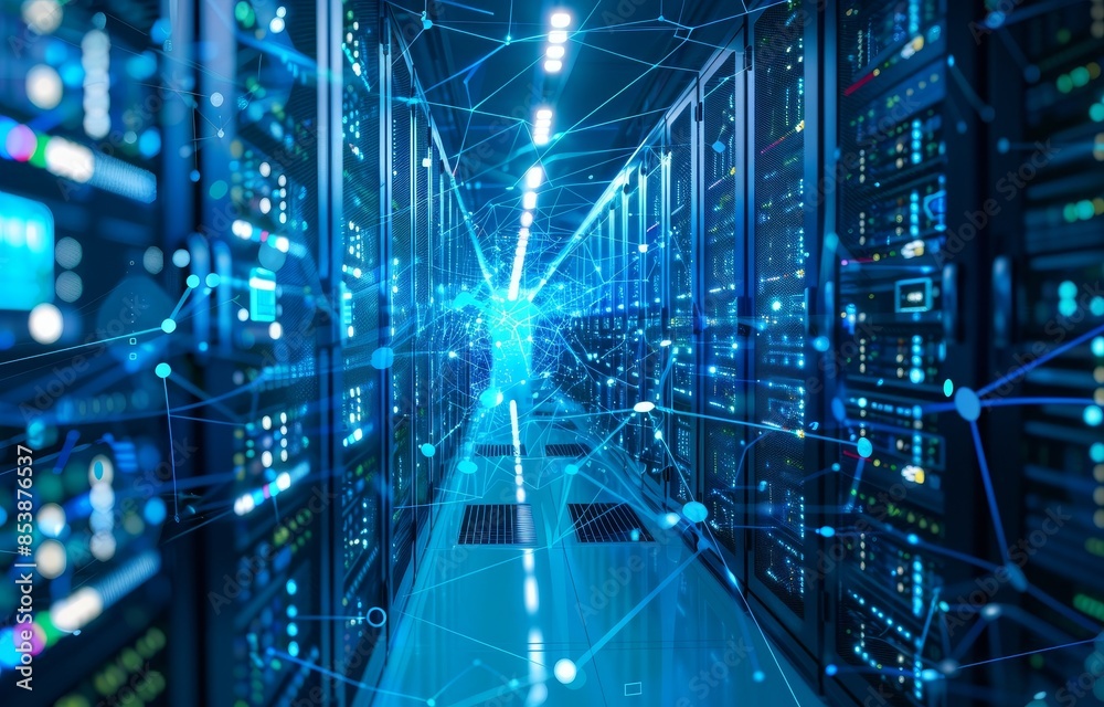 Rendering of servers, data centers, and storage systems in 3D Rendering of servers, data centers, and storage systems in 3D