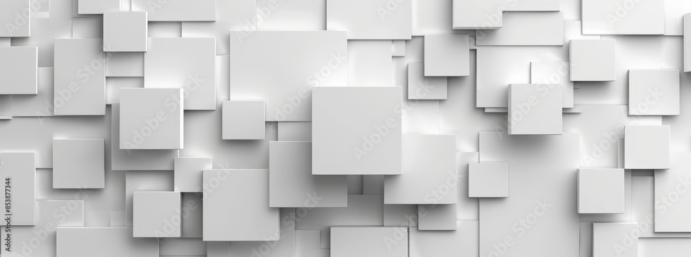 Background wallpaper banner with random shifted white cube boxes
