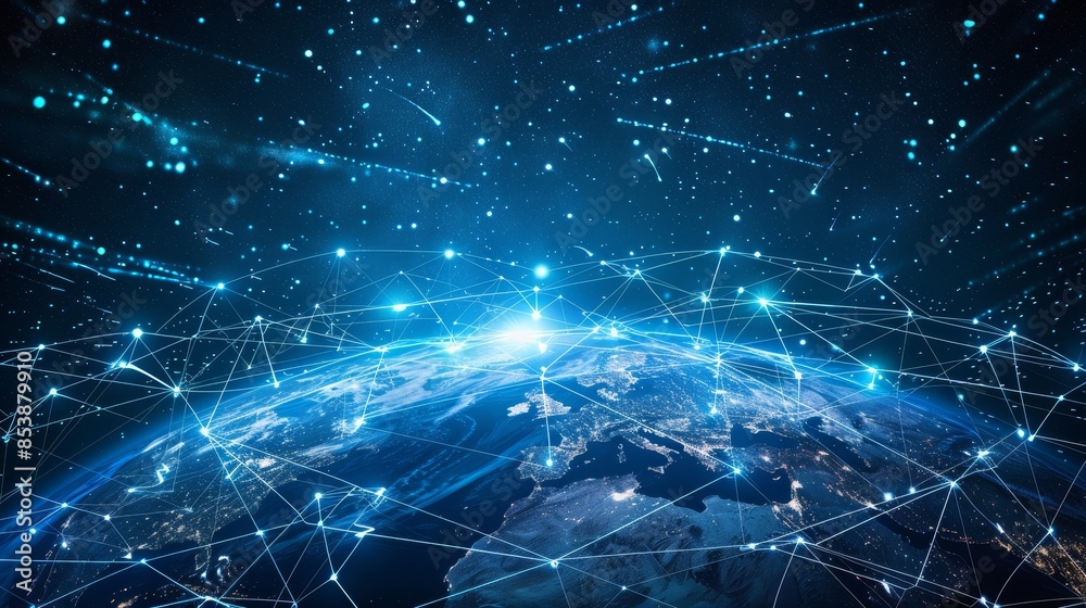 Global Connectivity: A 3D vector illustration of a network of satellites orbiting the Earth Global Connectivity: A 3D vector illustration of a network of satellites orbiting the Earth