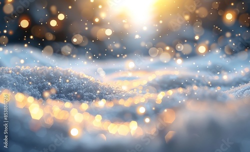 A beautiful white and blue background image with snowflakes falling and snowdrifts.