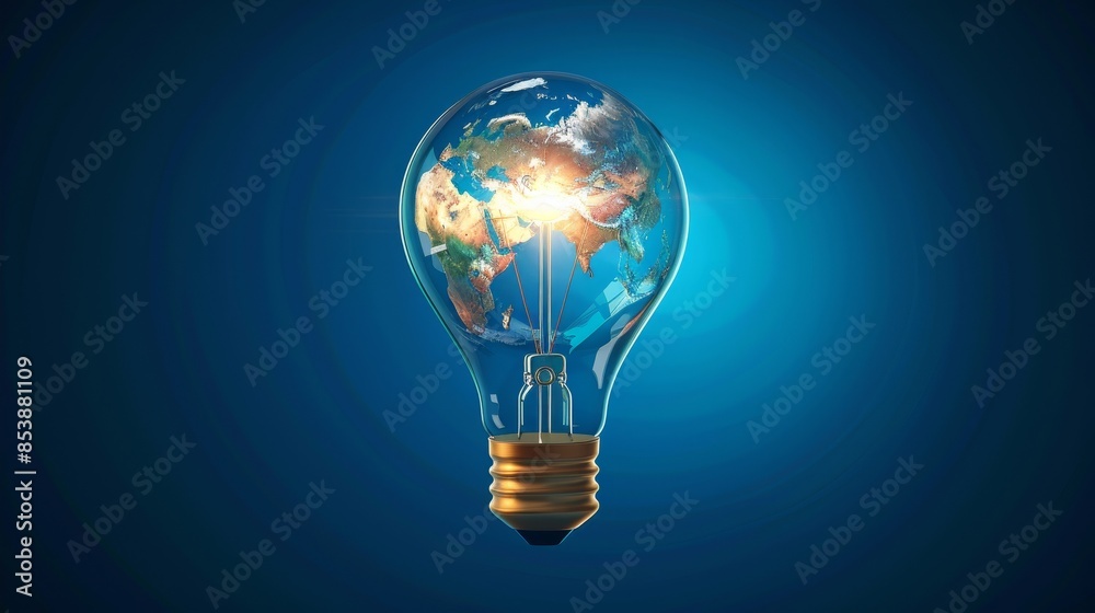 Inspiration and Motivation: A 3D vector illustration of a lightbulb with a globe inside Inspiration and Motivation: A 3D vector illustration of a lightbulb with a globe inside