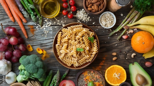 A vibrant and colorful display of various vegetables, fruits