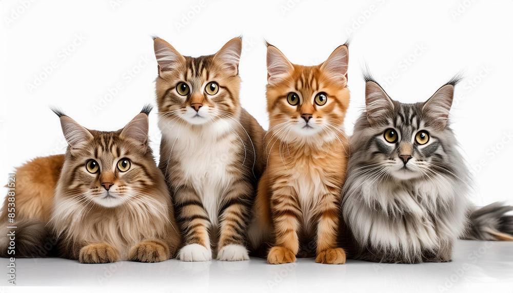Set of cats isolated on white background Set of cats isolated on white background