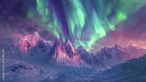 beautiful green purple aurora in northern light  © febrinadwsr