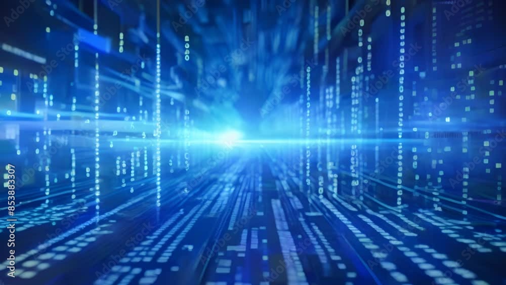 Binary Code in Blue: Digital Information Display Binary Code in Blue: Digital Information Display