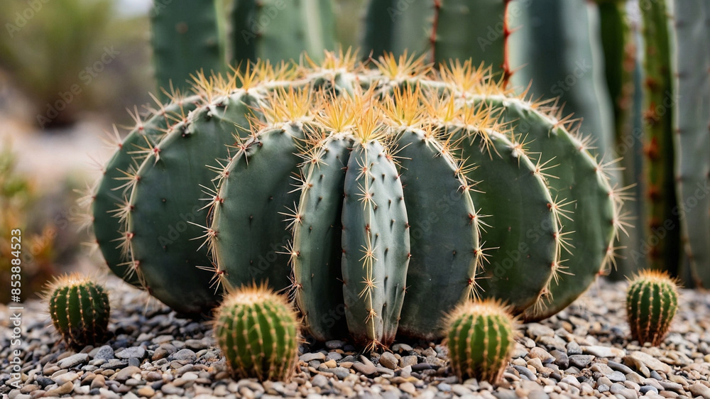 Cactus plants with fine spines grow and grow big Cactus plants with fine spines grow and grow big
