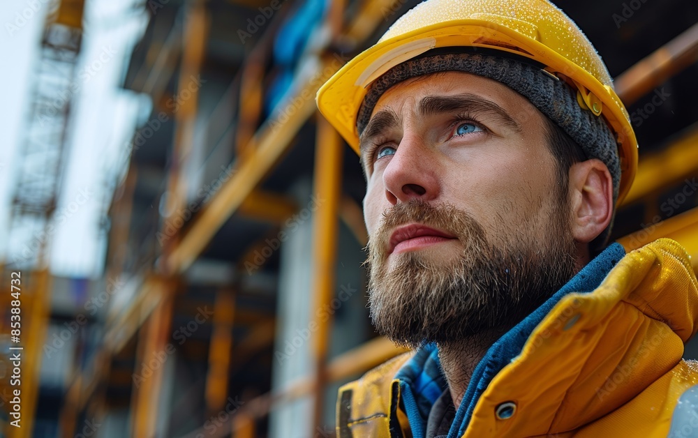 Portrait of a construction engineer on construction site. Portrait of a construction engineer on construction site.