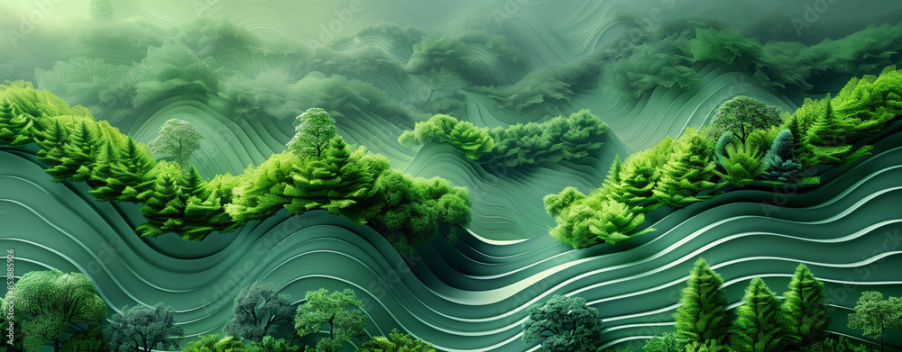Illustration of an Abstract organic green, grass, trees, lines as wallpaper background backdrop Illustration of an Abstract organic green, grass, trees, lines as wallpaper background backdrop