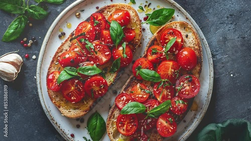 Fresh Tomato Bruschetta With Basil And Olive Oil