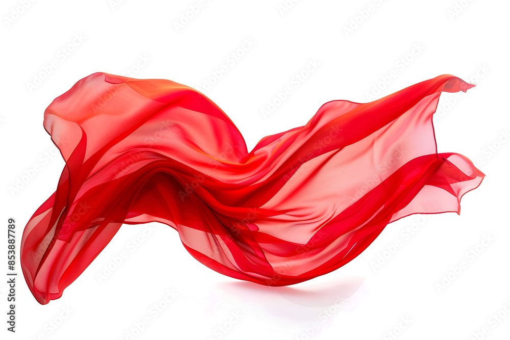 flowing red fabric isolated png transparent background
