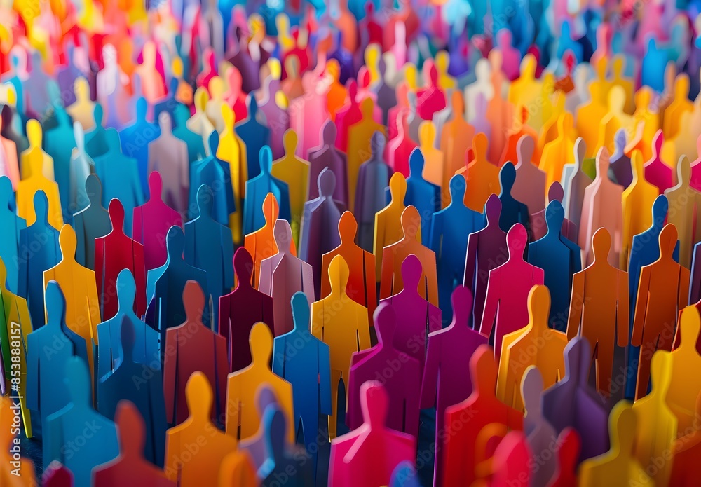 Obraz premium Abstract colorful paper human crowd, community concept