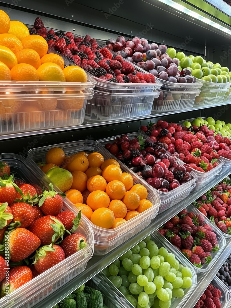 Fresh Fruit Shelf in the Supermarket Fresh Fruit Shelf in the Supermarket