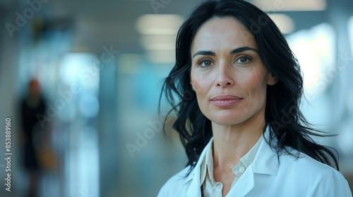 Wallpaper Mural  a photo of a medicine doctor woman aged 40 with black hair and black eyes in a modern medical center wondering Torontodigital.ca
